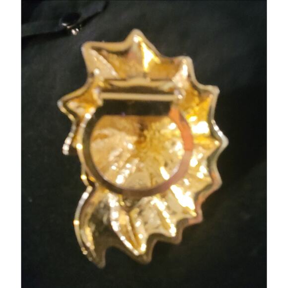 Dauplaise Gold Tone Scarf Shawl Clip Sun Shaped - Picture 5 of 5